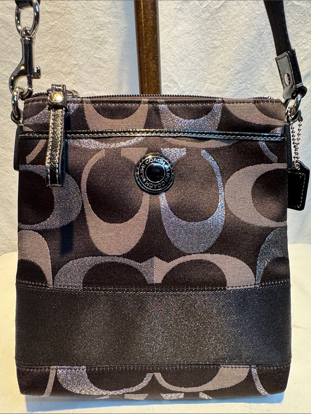 Coach Black and Gray Signature Jacquard Crossbody - Picture 2 of 15